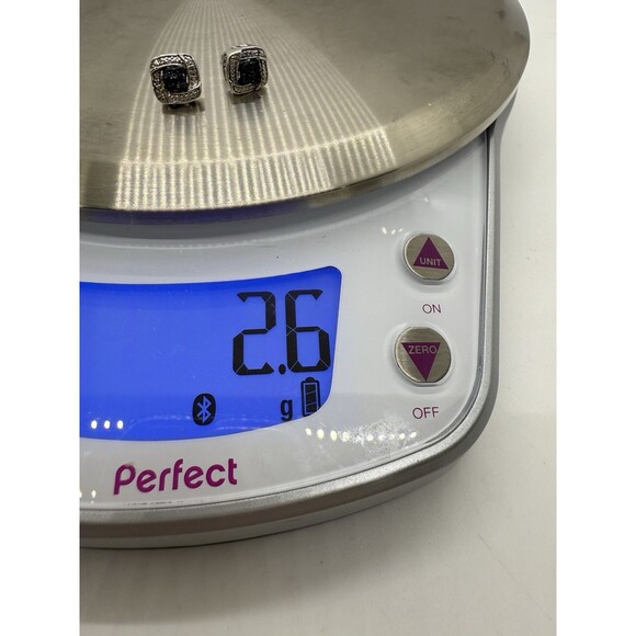 Signed JWBR 925 Sterling Silver Stud Earrings With White & Blue Diamonds New - Picture 11 of 13